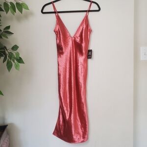 NEW Express Satin Slim Dress Burn Orange Rust Womens Size 0